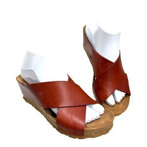 Yokono Candela Red Crisscross Wedge Sandal